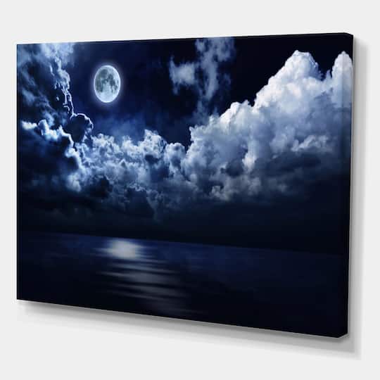Designart - Full Moon in Cloudy Night Sky